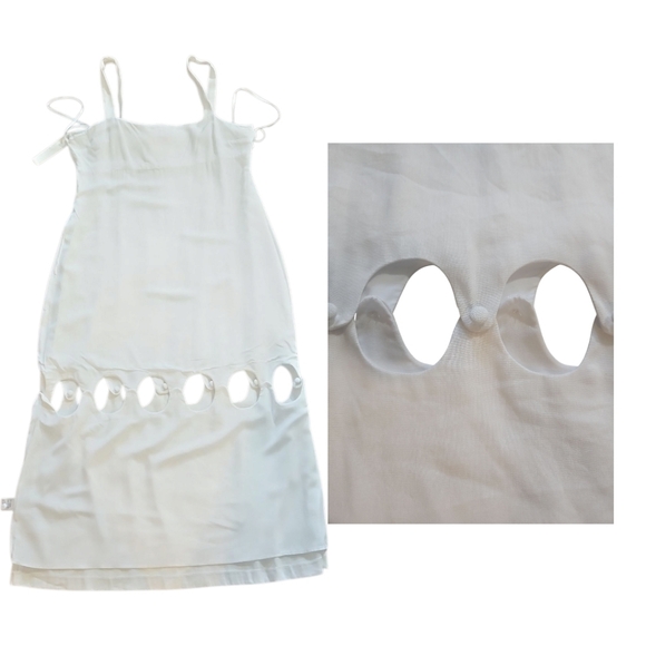 Antonio Melani Linen Blend Square Neck Sleeveless Cut Out Sheath Midi Dress - Picture 7 of 7